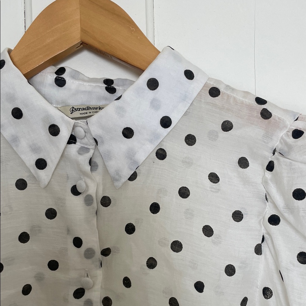 Stradivarius Black and White Polka Dot Blouse - Picture 2 of 4